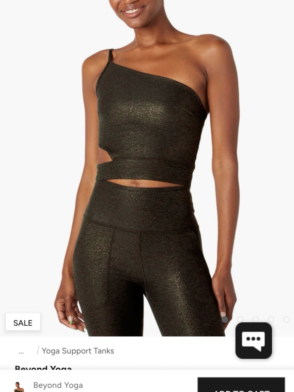 Beyond Yoga Black Metallic One-Shoulder Tank Top
